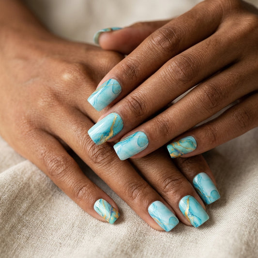 Opal Azul y Dorado Nail Wraps