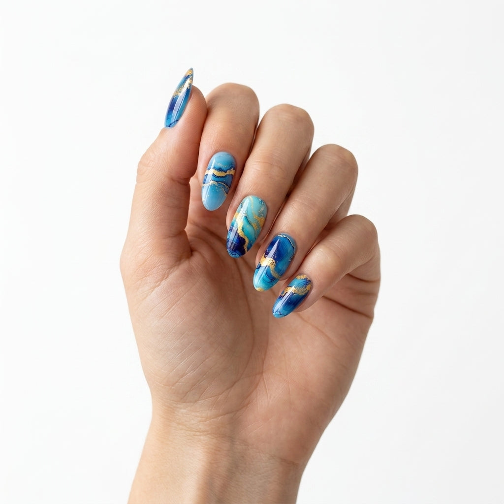 Opal Azul y Dorado Nail Wraps