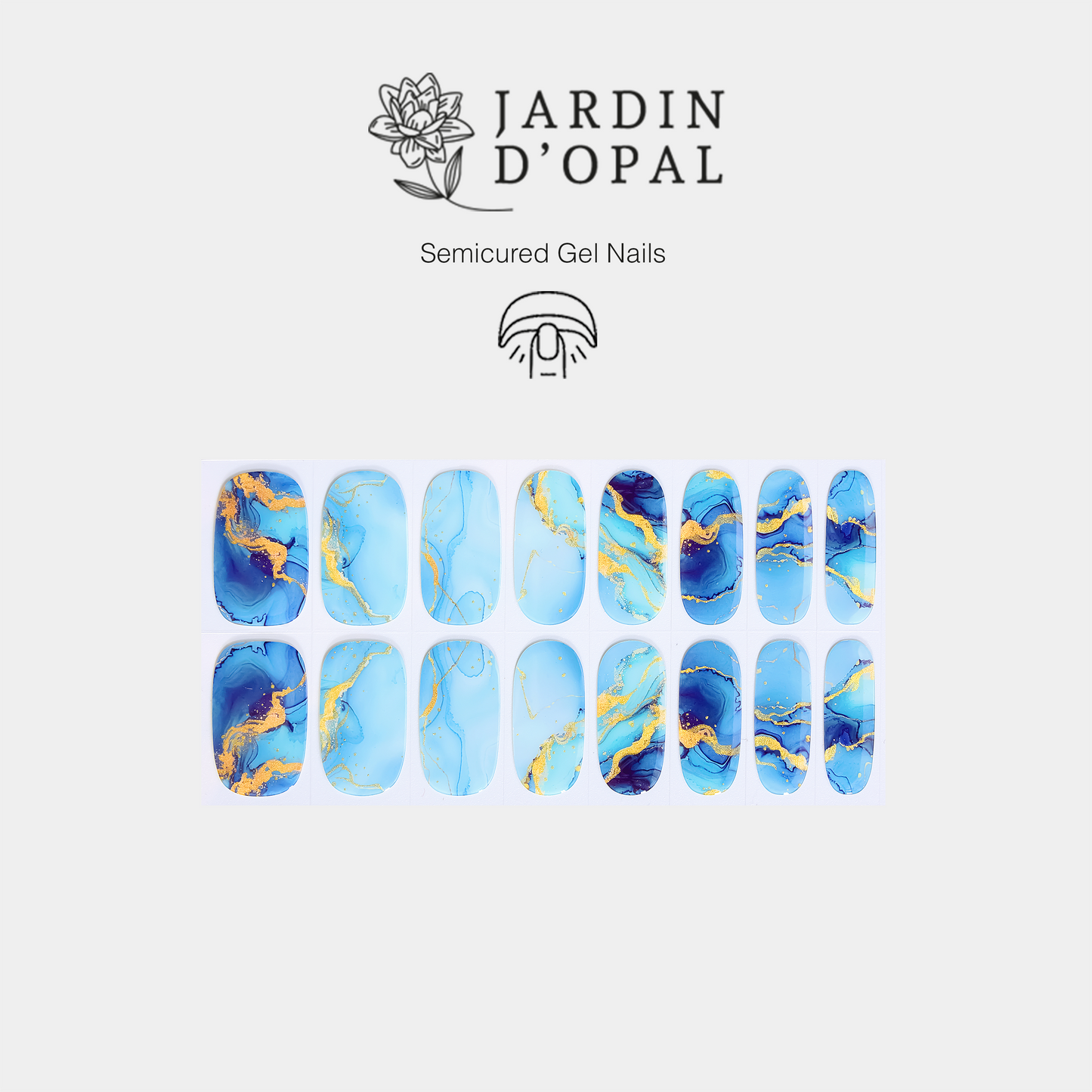 Opal Azul y Dorado Nail Wraps
