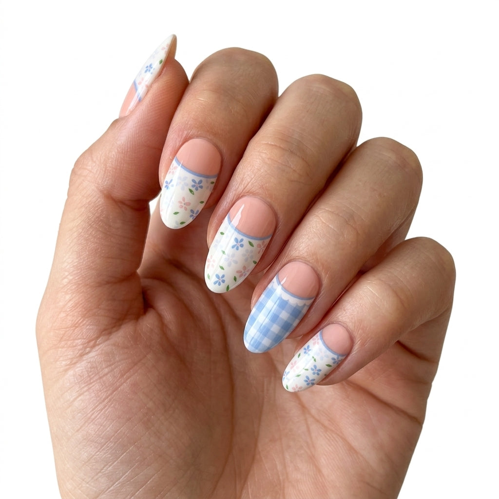 Opal Blanco y Azul Nail Stickers