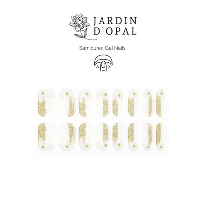 Opal Blanco y Dorado Nail Stickers