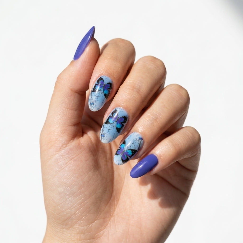 Opal Mariposa Morada Nail Stickers