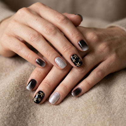 Opal Negro y Dorado Nail Stickers