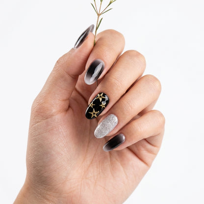 Opal Negro y Dorado Nail Stickers