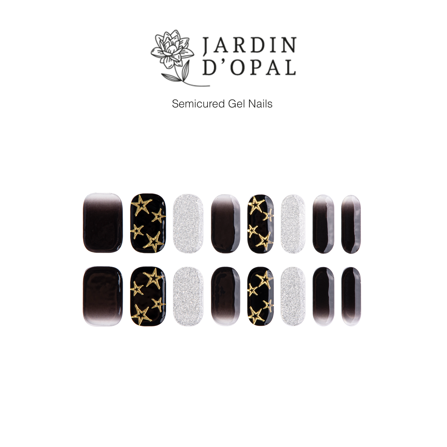 Opal Negro y Dorado Nail Stickers