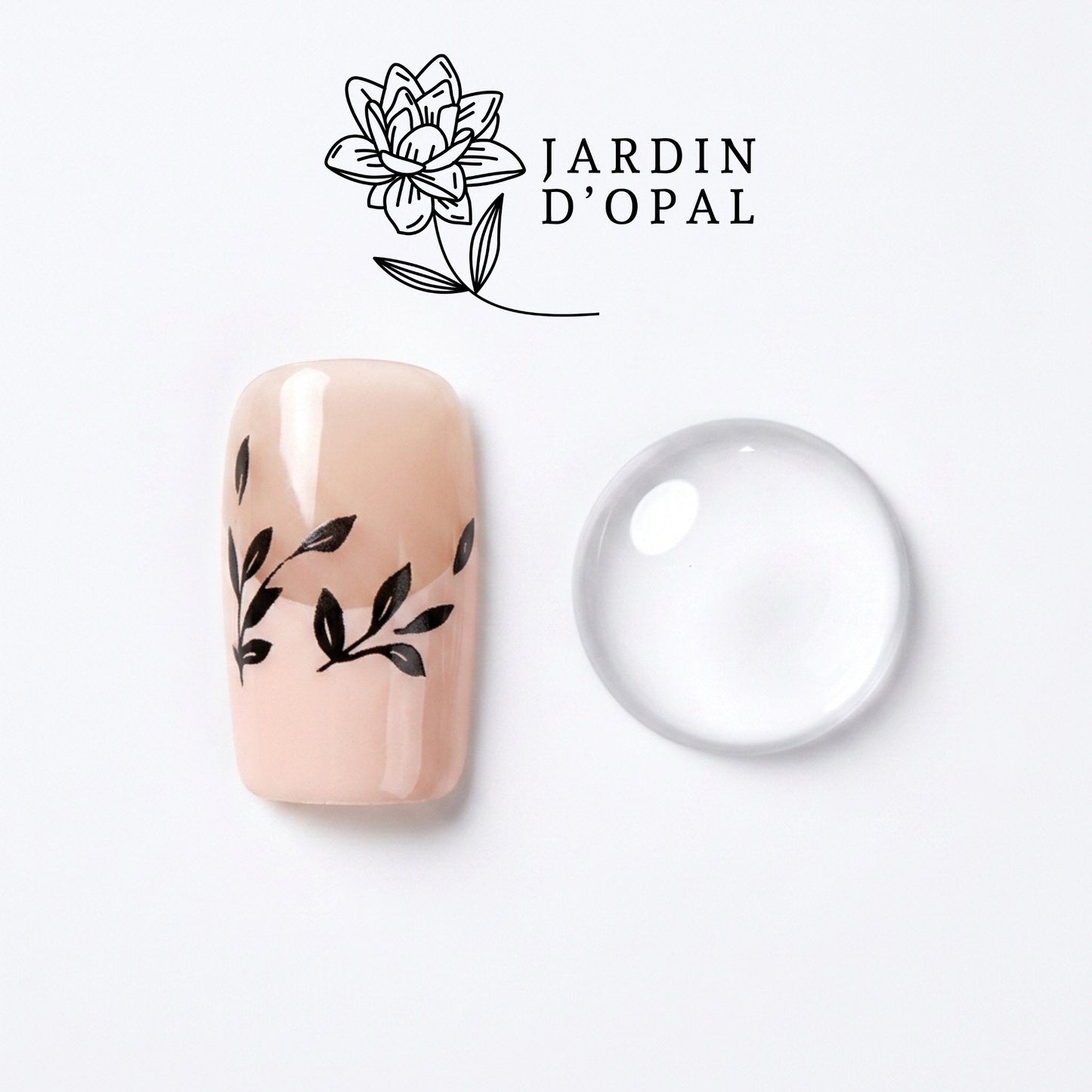Opal Nude Hojas Negras Nail Stickers