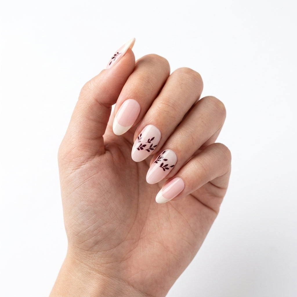 Opal Nude Hojas Negras Nail Stickers