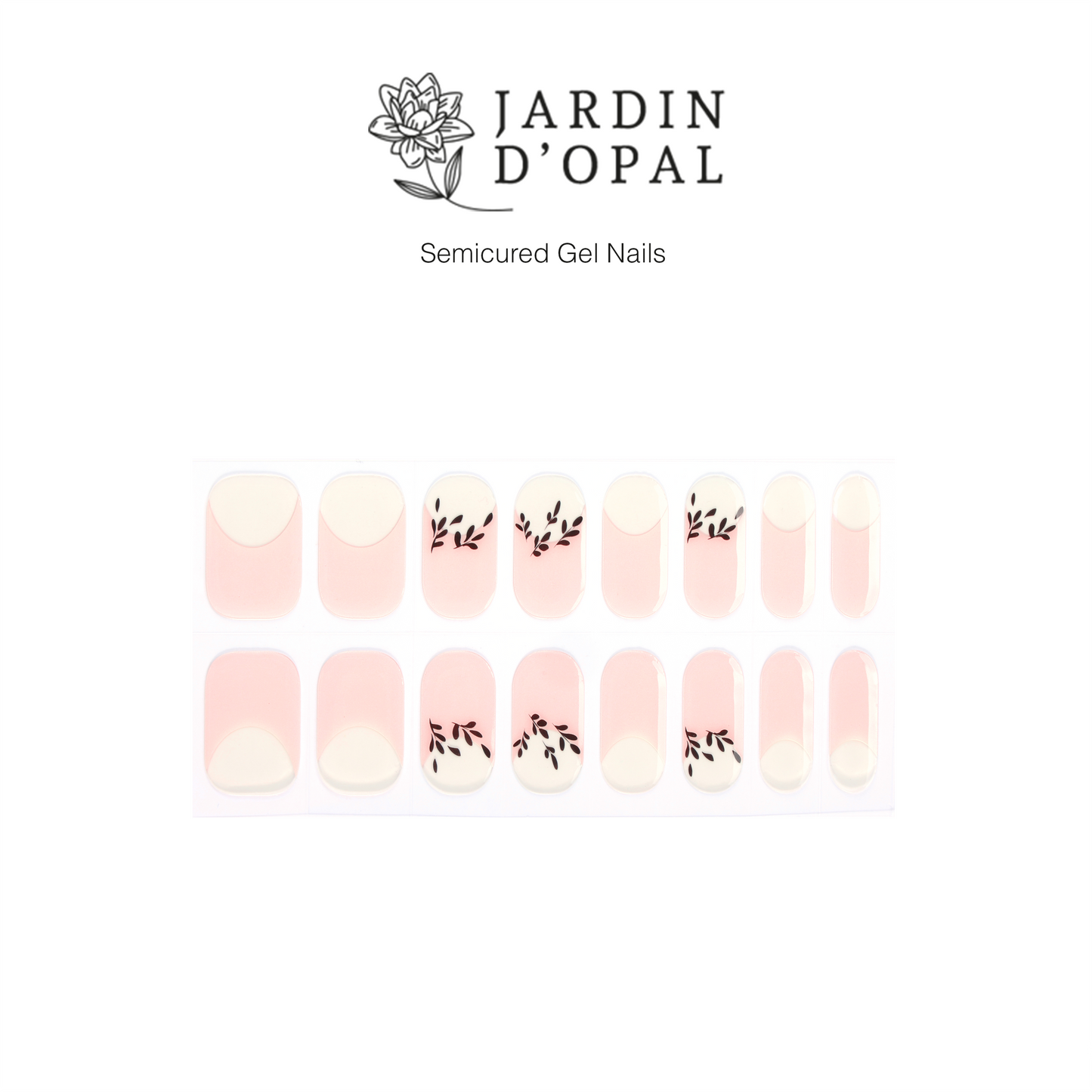 Opal Nude Hojas Negras Nail Stickers