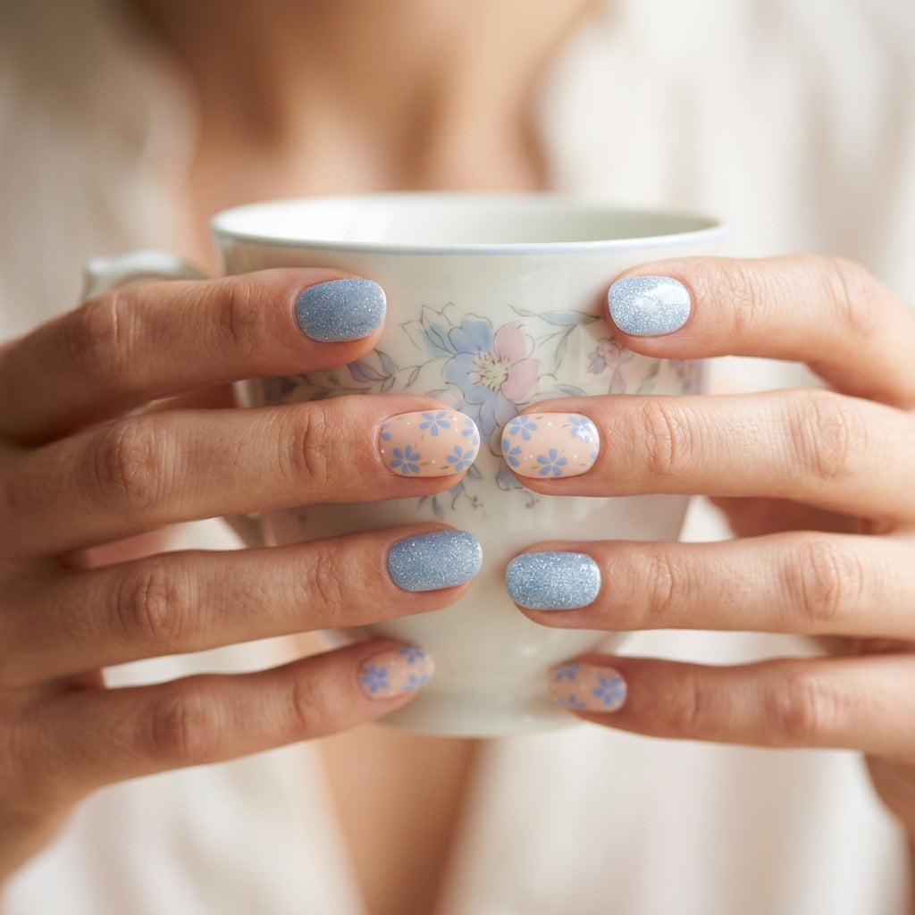 Opal Nude y Azul Nail Wraps