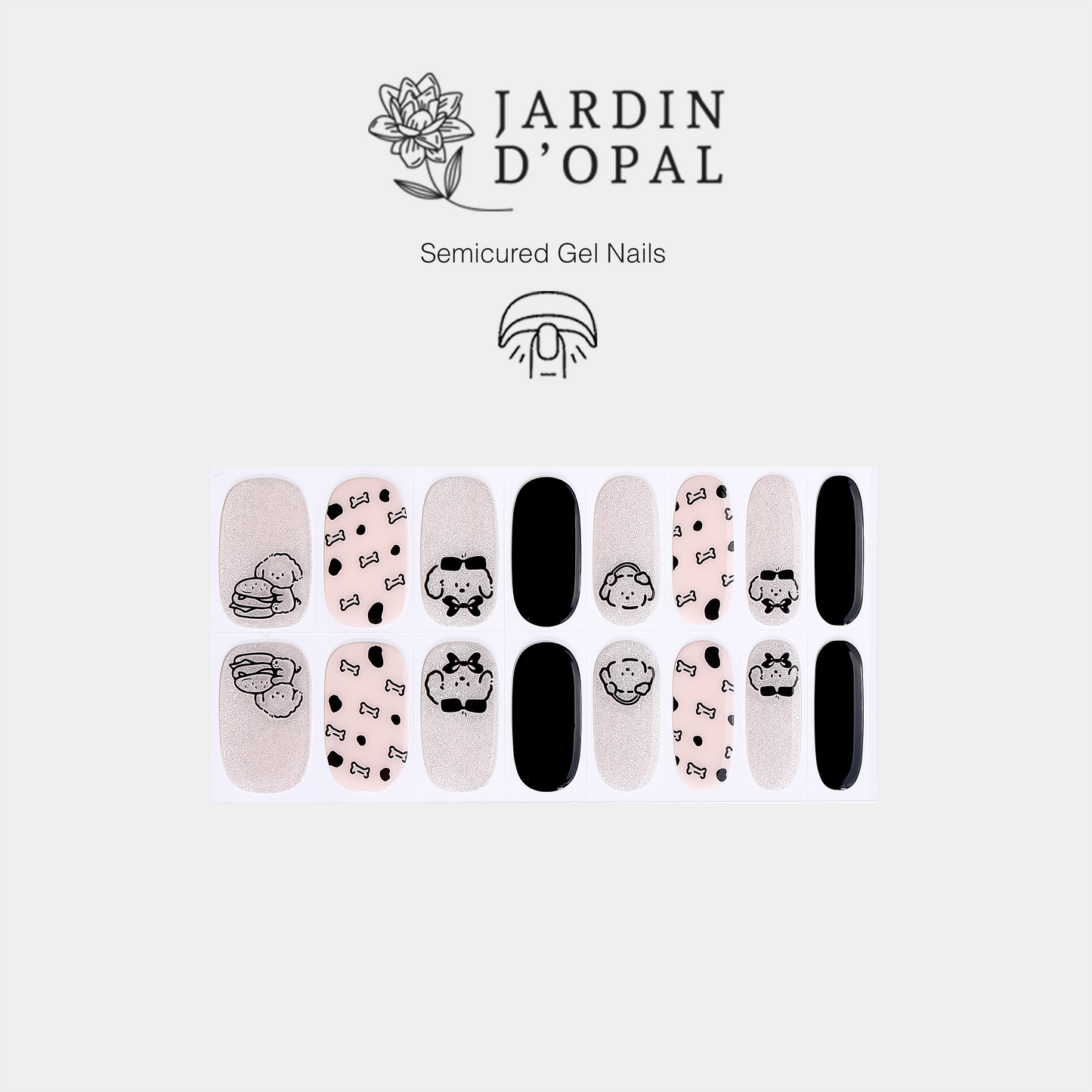 Opal Nude y Perrito Negro Nail Wraps