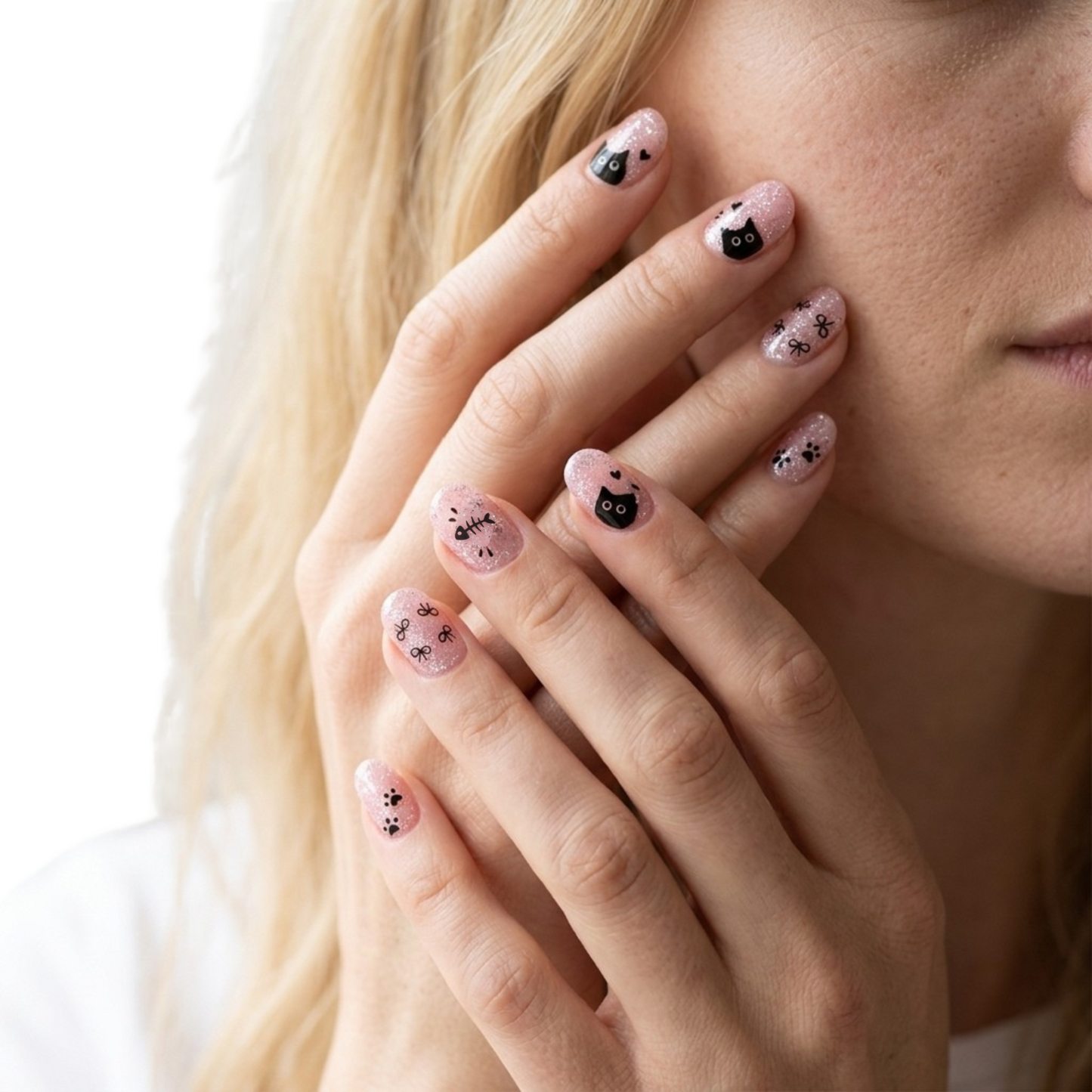 Opal Rosa y Gato Negro Nail Wraps
