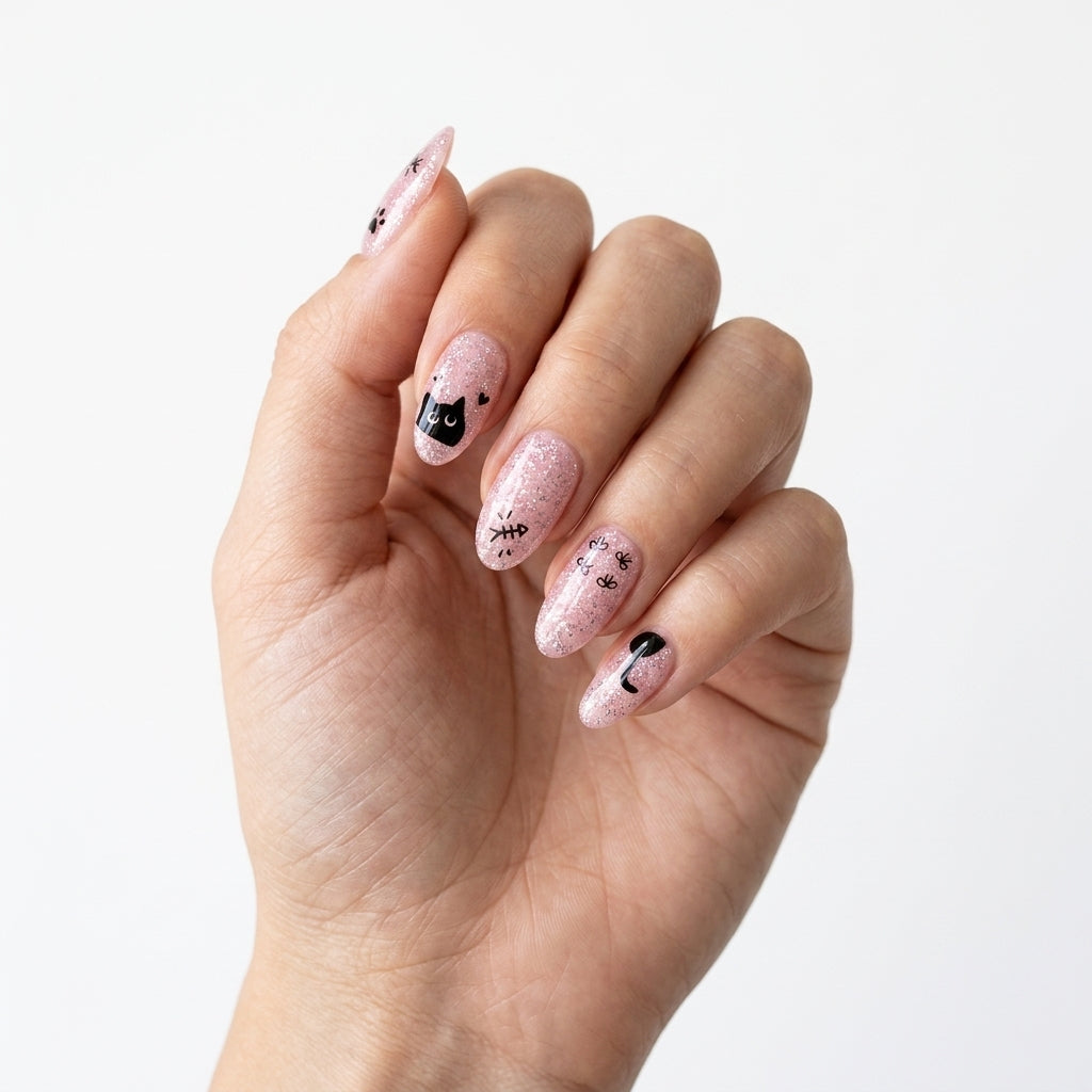 Opal Rosa y Gato Negro Nail Wraps