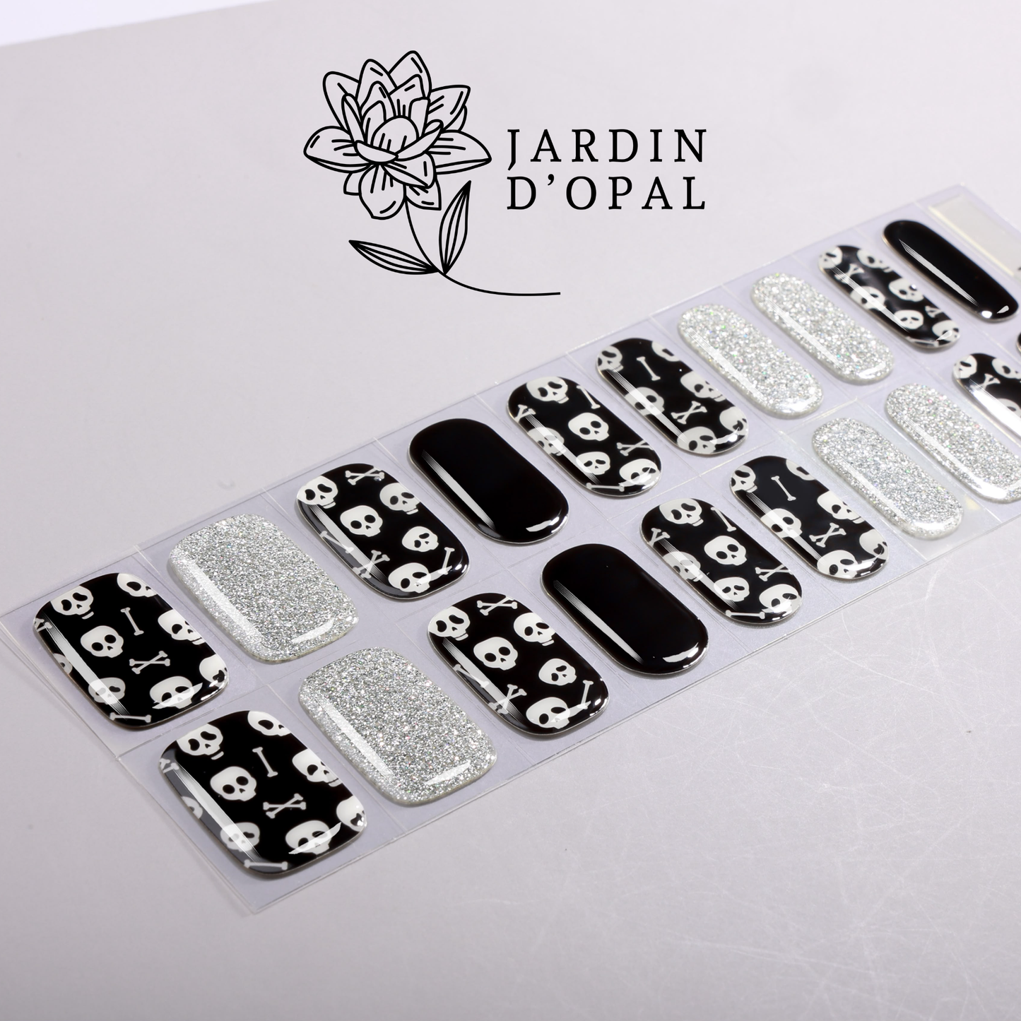 Opal Skull Punk Nail Stickers