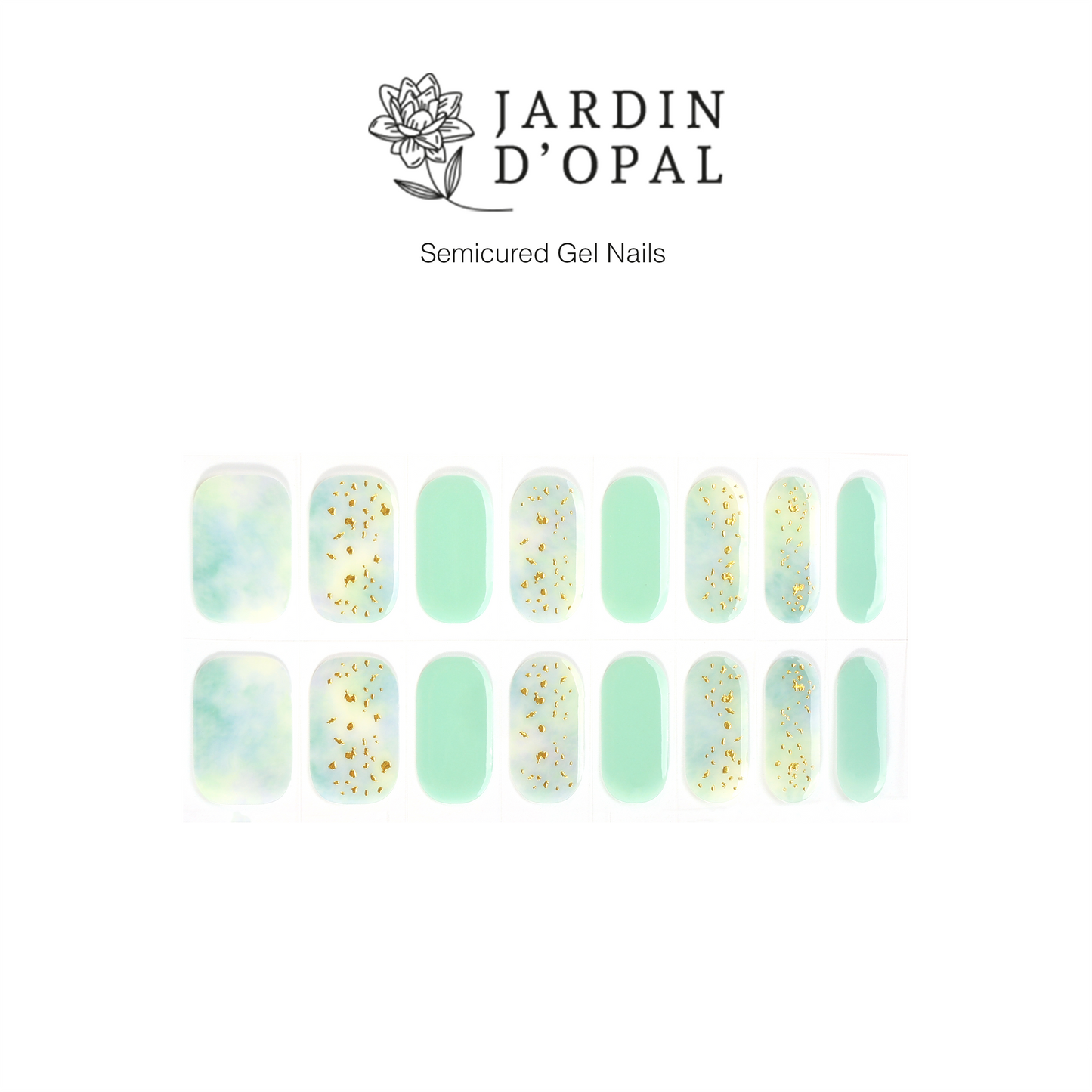 Opal Verde y Dorado Nail Stickers