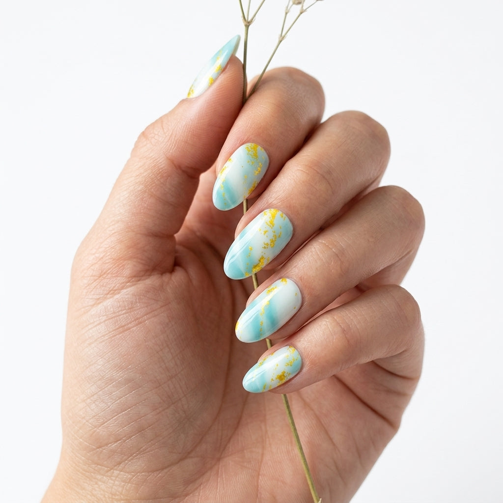 Opal Verde y Dorado Nail Wraps